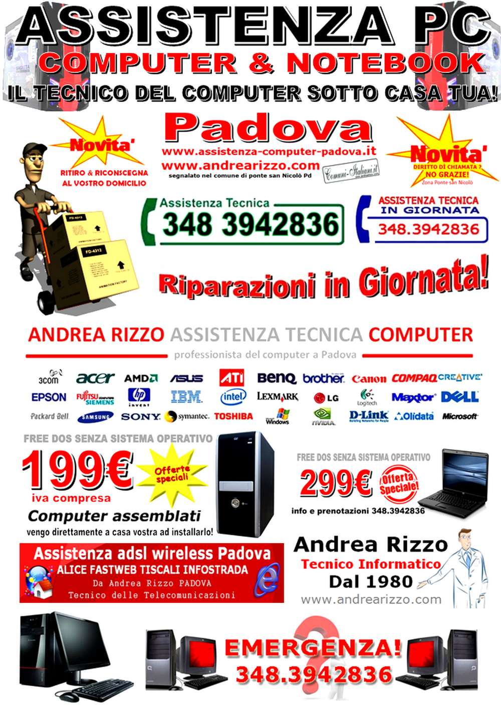 assistenza riparazioni computer a Padova chiama ora Andrea 348.3942836