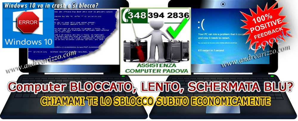 schermata blu Blocchi e crash windows padova