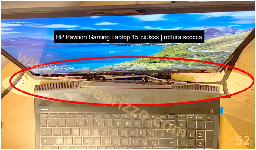 HP-Pavilion-Gaming-Laptop-15-cx0xxx | rottura scocca | riparazioni cerniere rotte