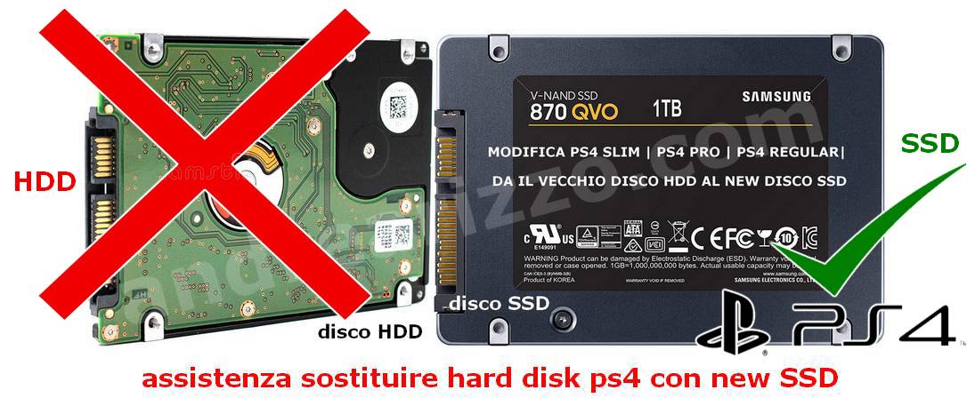 Centro Assistenza PS4 SOSTITUIRE CAMBIARE CON SSD