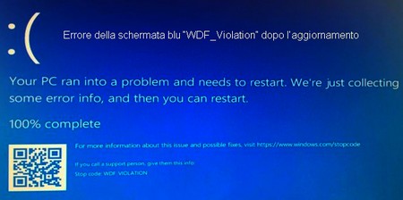 Errore della schermata blu “WDF_Violation” dopo l’aggiornamento