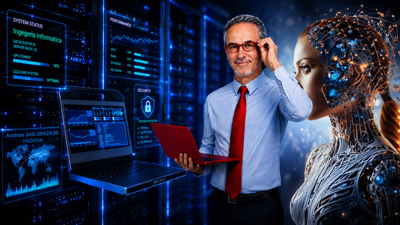 Tecnico informatico che ripara un computer a Padova